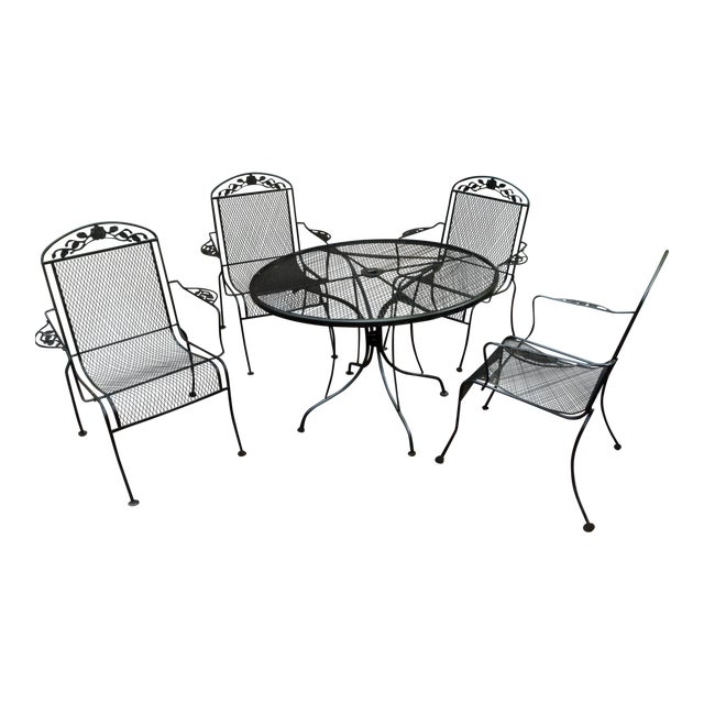 Mid Century Modern Wrought Iron Dining Set 5 Pieces