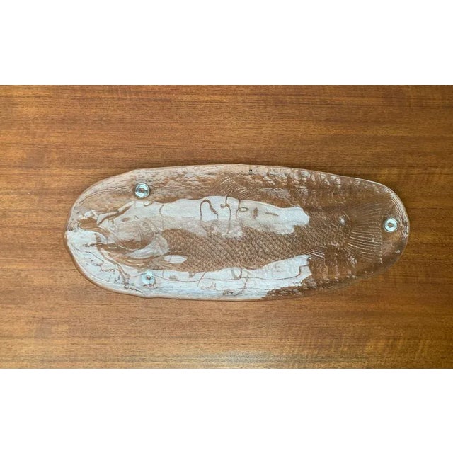 Large Vintage Swedish Glass Fish Plate from Pukeberg Glass For Sale - Image 11 of 18