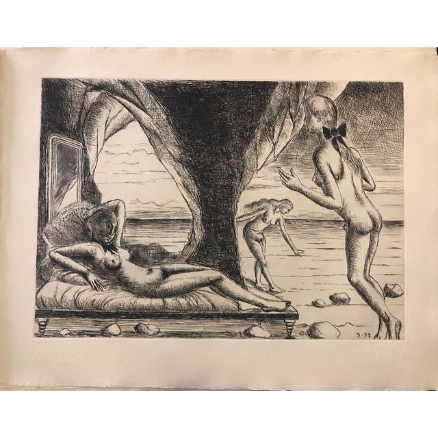 Construction d’un temple – Plate n. 8 is a b/w original etching realized in 1972 (as written on plate on the lower right...