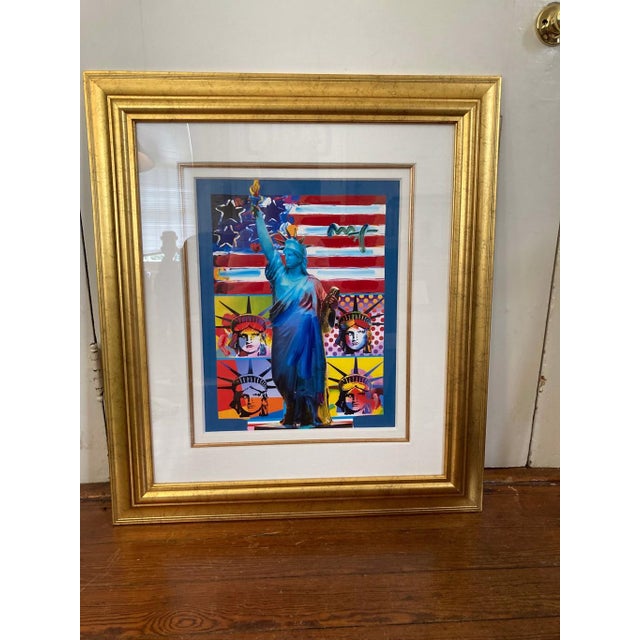 Peter Max “Patriotic Series: Full Liberty” Hand-Painted Mixed Media Print For Sale In New Orleans - Image 6 of 8