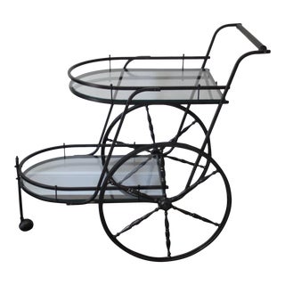 Midcentury Bronze Finish Italian Bar Cart For Sale