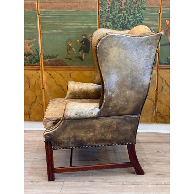 Pair of 19th Century English Leather Wing Back Chairs For Sale - Image 9 of 12