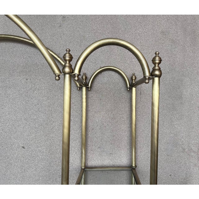 Vintage Brass Étagère Arched Glass Display Shelf With Three + Four Shelves For Sale In Miami - Image 6 of 9