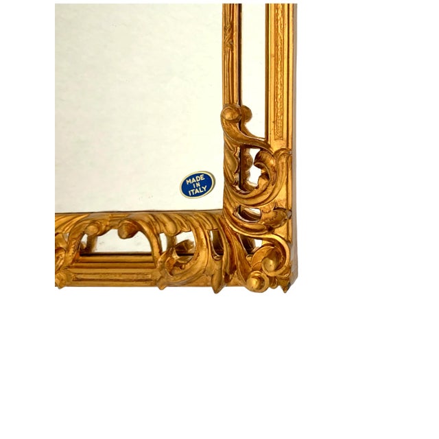 Mid 20th Century Mid-Century Modern Italian Rococo Gold Leaf Wall Mirror, Gilded Frame, 16"h For Sale - Image 5 of 7