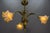 French Art Nouveau Brass and Glass 3-Light Iris-Shaped Chandelier, 1910s For Sale - Image 4 of 18