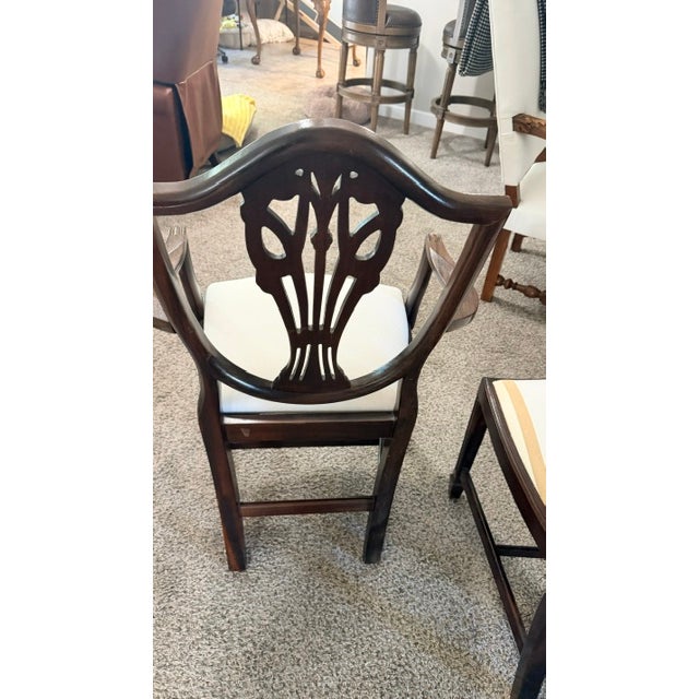 Wood Mid 20th Century Henredon Style Georgian Carved Mahogany Dining Chairs Set of 3 - One Armed, Two Side For Sale - Image 7 of 8