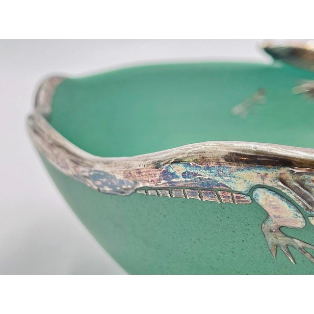 Emilia Castillo Porcelain & Pure Silver Lizard Bowl, Taxco Mexico, Signed 1996 For Sale - Image 13 of 18