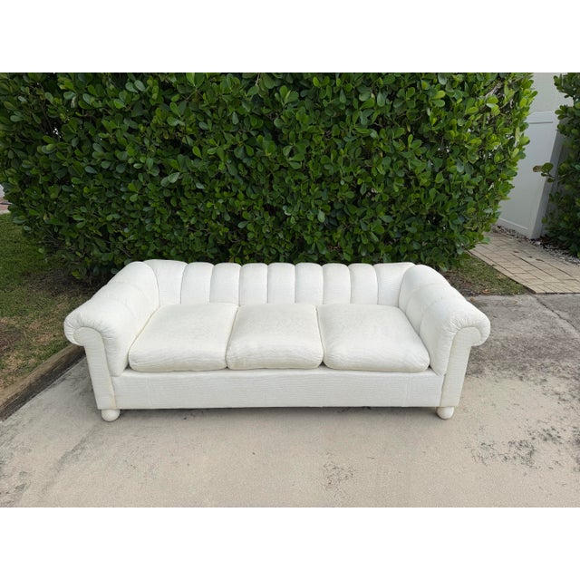 Milo Baughman Vintage American Channel Back Lounge Sofa by Fine Arts Furniture New York For Sale - Image 4 of 12