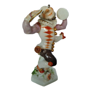 Meissen Commedia Dell’Arte Harlequin With Cymbals Porcelain Figurine, Circa 1924–1934