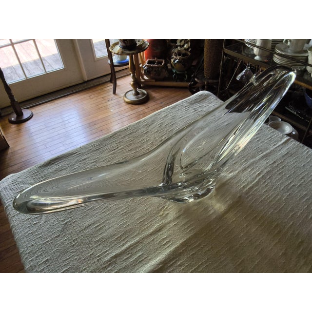 Transparent Mid-Century Daum France Rare Large 26.5" Crystal Swallowtail Centerpiece Bowl - Pristine For Sale - Image 8 of 14