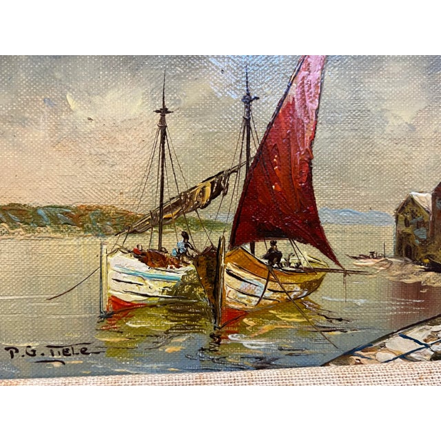 Yellow Midcentury Seascape by P. G. Tiele For Sale - Image 8 of 11