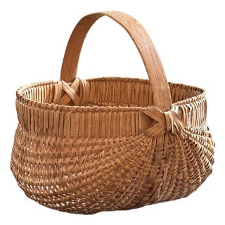Small Vintage Splint Oak Buttocks Basket For Sale