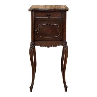 19th Century French Louis XV Mahogany Marble Top Nightstand For Sale