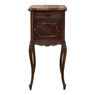 19th Century French Louis XV Mahogany Marble Top Nightstand For Sale