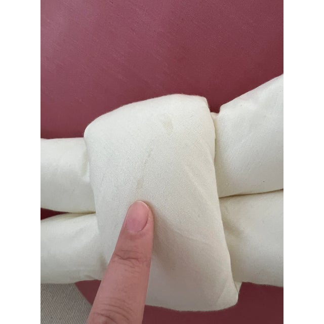 Contemporary 1980s Custom Made Large Pink White Ribbon Pillow For Sale - Image 3 of 7