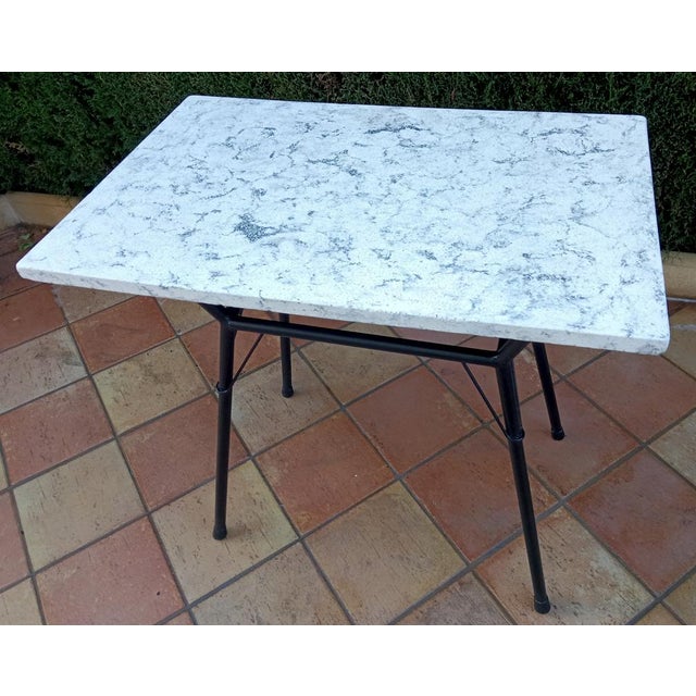 Contemporary Vintage Bistro Side Table in Marble and Iron, 1930s, Set of 2 For Sale - Image 3 of 16