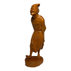 Vintage Chinese Hand Carved Wooden Figurine of Ji Gong the Legendary Crazy Monk