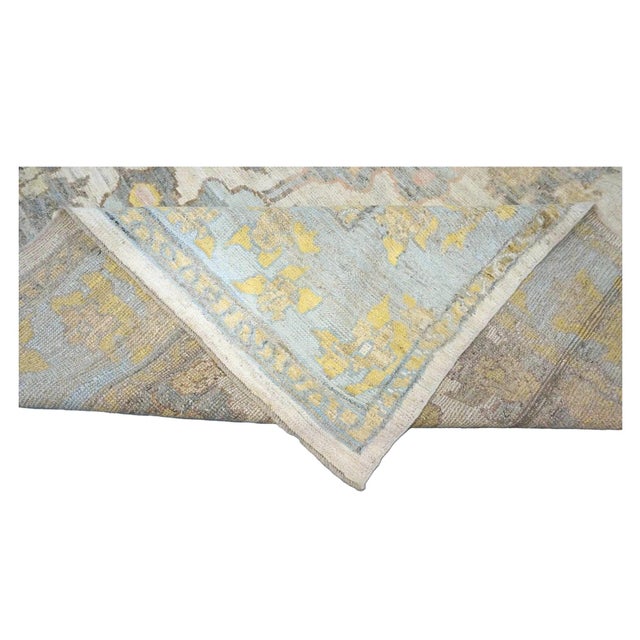 21st Century Turkish Oushak Wool 10x12 Gold, Ivory & Slate Blue Handmade Area Rug #1144133 For Sale - Image 10 of 10