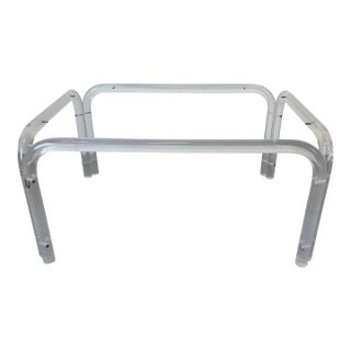 1970s Vintage Karl Springer / Charles Hollis Jones Style Tubular Lucite & Glass Coffee Table For Sale