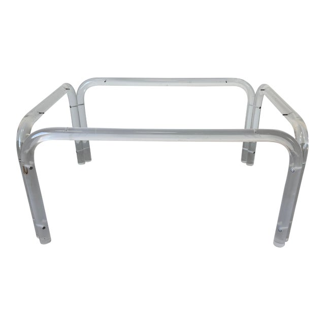 1970s Vintage Karl Springer / Charles Hollis Jones Style Tubular Lucite & Glass Coffee Table For Sale