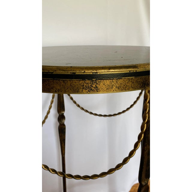 Wood Vintage Art and Commerce Dallas Wrought Iron and Wood Top Guéridon Table For Sale - Image 7 of 9