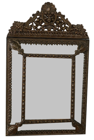 Antique French Mirror in Brass in Louis XIV Style