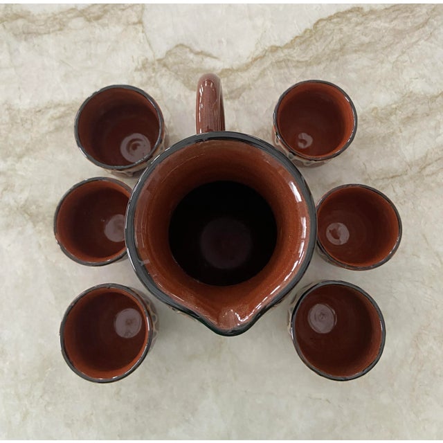 1950s Vintage 1950s Bulgarian Troyan Pitcher & Cup Set For Sale - Image 5 of 6