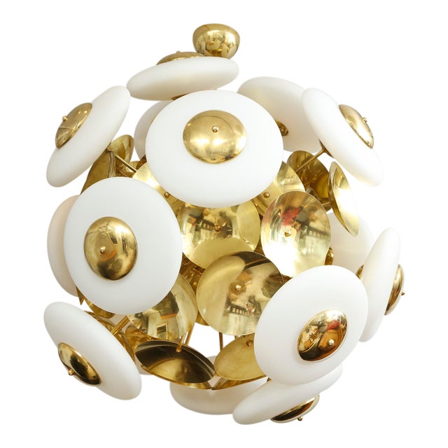 Bespoke Sculptural Italian Modern Brass and Glass Sputnik Chandelier With 45 Arms For Sale