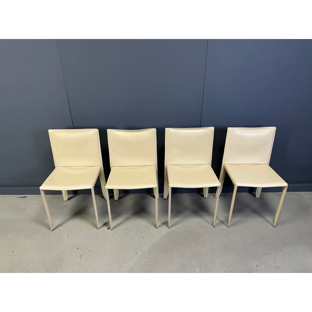Beige Leather Dining Chairs by Cattelan, Italy, 1980s, Set of 4 For Sale - Image 12 of 13