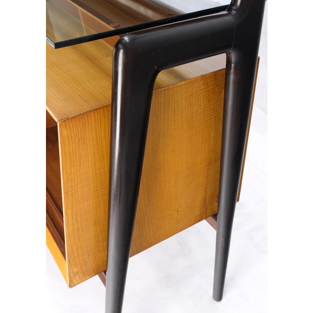 Mid-Century Modern Bi Level Long Credenza Server Dresser Cabinet Ebonized Legs For Sale - Image 15 of 18