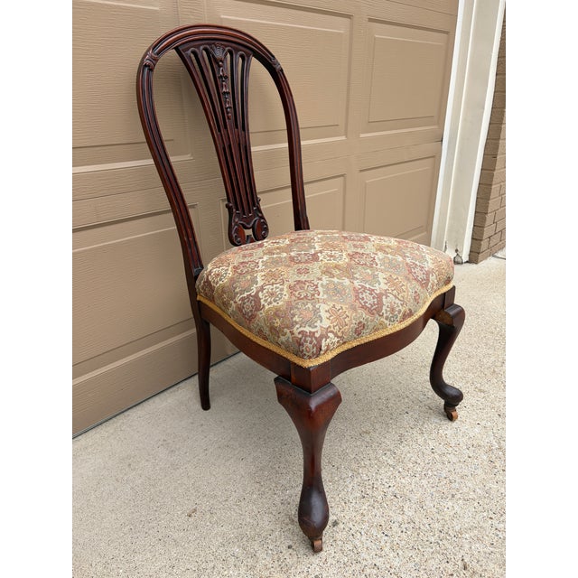 Late 19th Century Antique Georgian Mahogany Side Chair With Tapestry Upholstery For Sale - Image 5 of 12