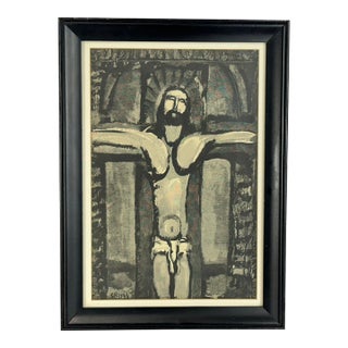 Georges Rouault "Crucifix in Window" the Passion Series Wood Engraving 1936, Roten Galleries, Framed For Sale