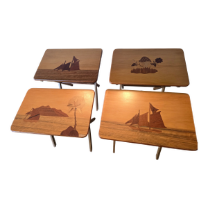 1970s Vintage Folding Tray Tables - Set of 5