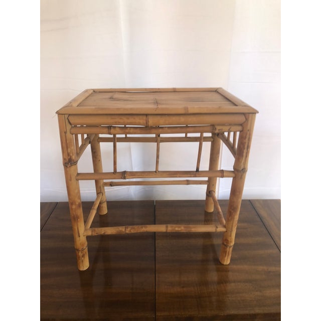 Vintage Bamboo Side Table in Tortoise Style Finish Chairish