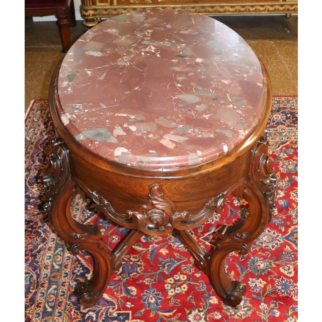 Late 19th Century American Victorian Rococo Rosewood Marble Top Center Table For Sale In New York - Image 6 of 12