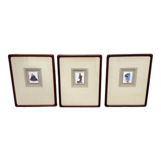Vintage Japanese Enamels Custom Framed, Set of 3 For Sale