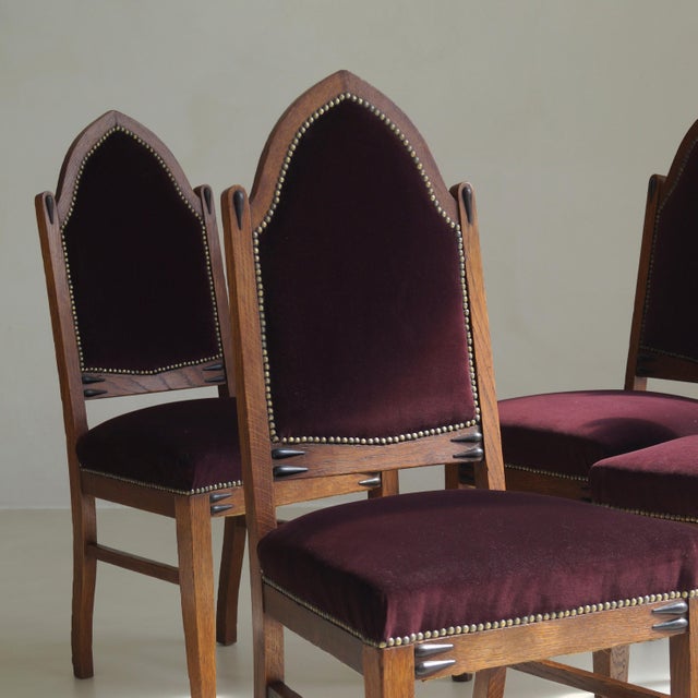 1920s Dutch Art Deco Amsterdam School Dining Chairs, 1920s, Set of 4 For Sale - Image 5 of 18
