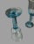 Late 20th Century Vintage Set of 4 Hand Blown Art Glass Wine Goblets Sky Blue Glasses #S2 For Sale - Image 5 of 6