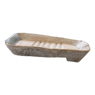 Vintage Bleached Washboard Hand-Carved Laundry Trough Centerpiece For Sale