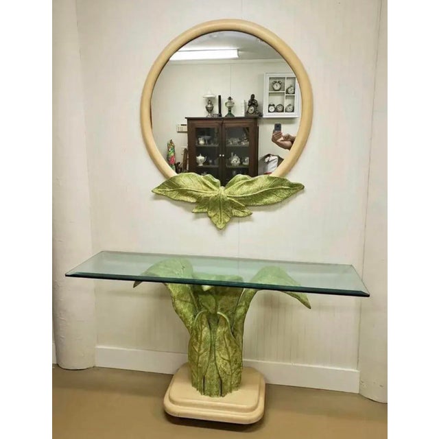 Up for consideration is a beautiful vintage console and mirror set with leaf accents. This would look lovely in your home,...