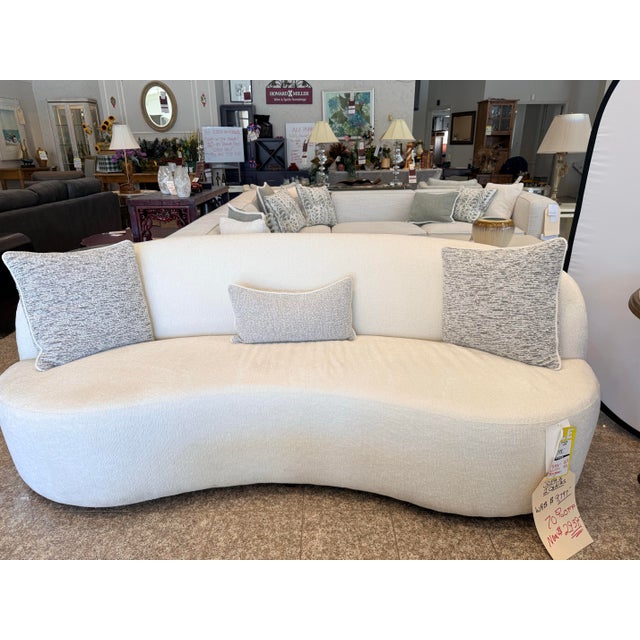 Mid-Century Modern New Bernhardt Mid Century Style Curved Cloud Sofa For Sale - Image 3 of 11
