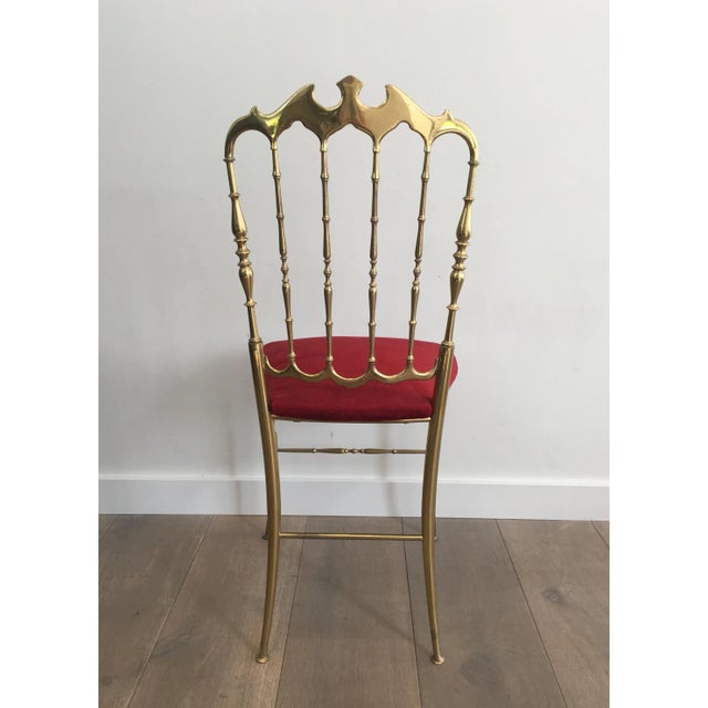 Rococo Brass and Red Velvet Chiavari Chair, circa 1940 For Sale - Image 3 of 13