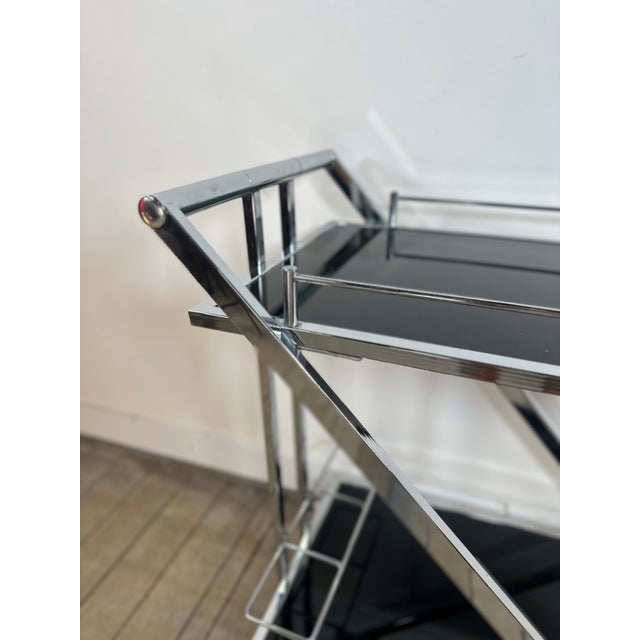 Vintage Z-Line Serving Cart in Chrome and Smoked Glass, 2000s For Sale - Image 4 of 13