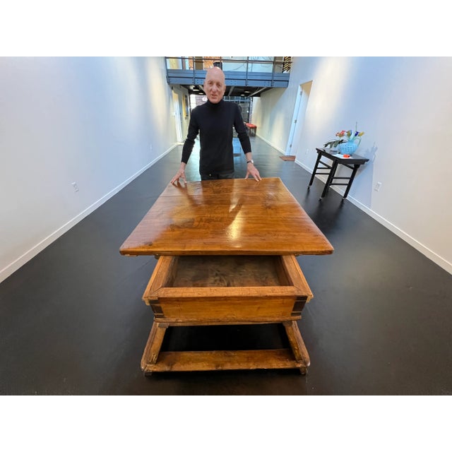 1600’s Alpine Chalet Table Bavarian Medieval Table Reinforced Sliding Top Amazing Offer Now For Sale - Image 10 of 12