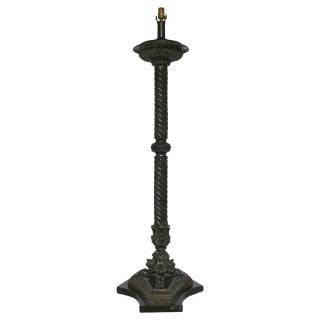 Mid 20th Century Grand Tour Style Bronze and Marble Column Floor Lamp, After the Roman Model For Sale
