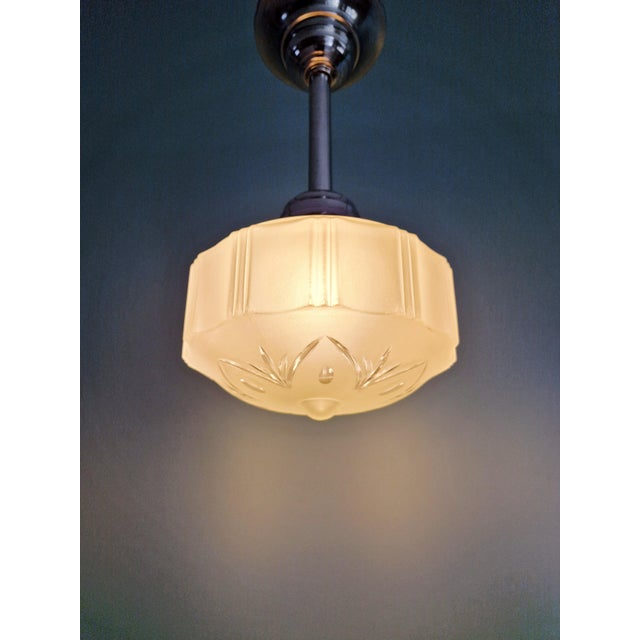 Art Deco Pendant Light in Frosted Glass, 1920s For Sale - Image 9 of 12