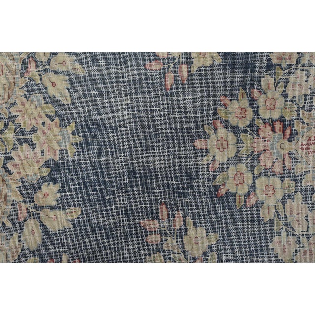 Kerman Rug 9’7” X 13’10” Blue Wool Vintage Distressed Hand-Knotted Carpet For Sale - Image 11 of 15