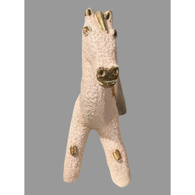 Vintage French Mid Century Modern Figural Art Pottery Horse Statue Sculpture For Sale - Image 4 of 7