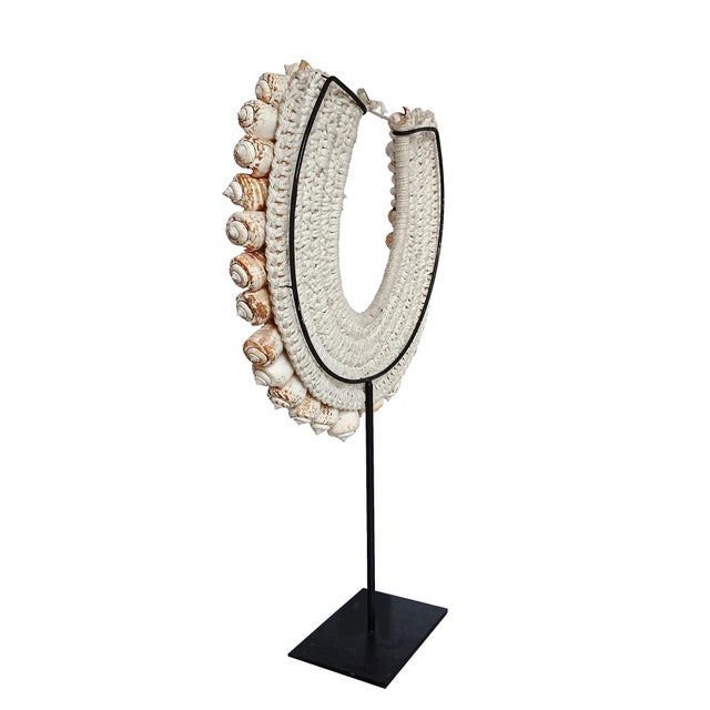 Burnt Orange Cone Shell Necklace on Stand, Papua New Guinea, Contemporary For Sale - Image 8 of 16