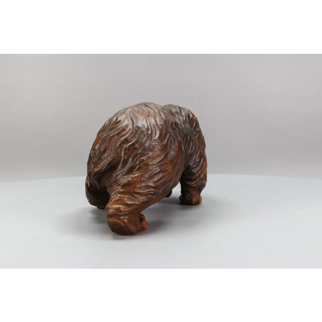 Hand Carved Bear Figure with Glass Eyes, Germany, 1930s For Sale - Image 4 of 18